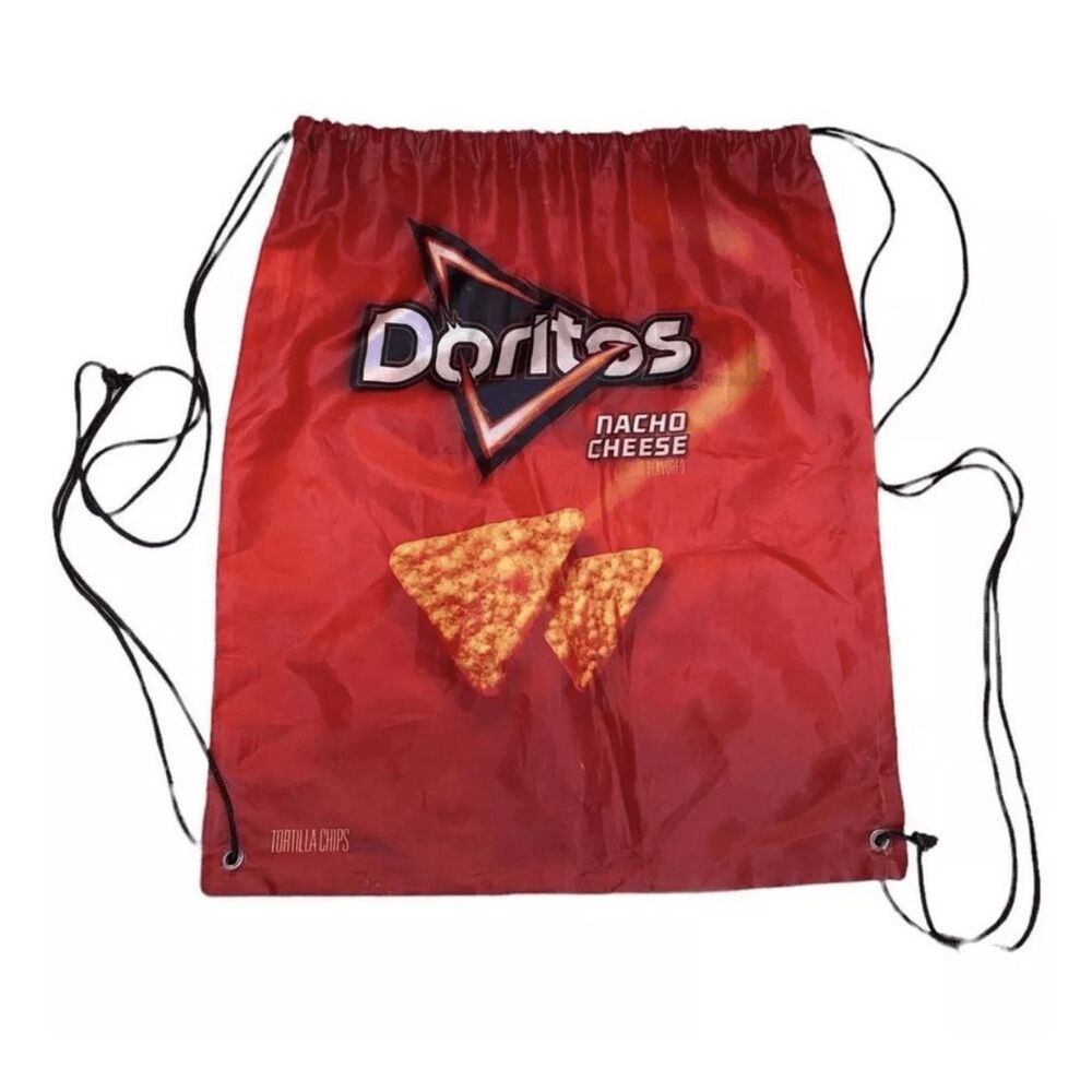DORITOS Nacho Cheese Drawstring Backpack Red Promotional Cinch Sack Bag 16 Inch